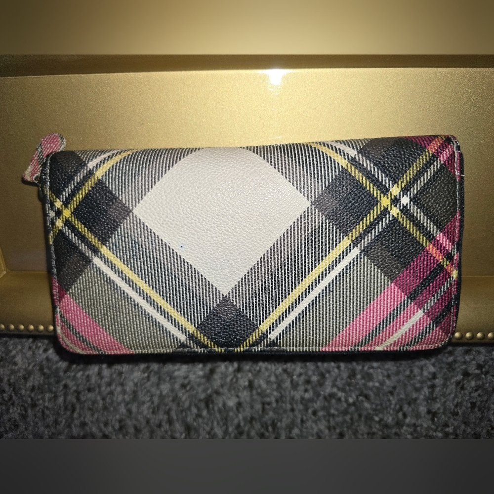 Vivienne Westwood Plaid Pink and Black Women's Wallet - Picture 2 of 6